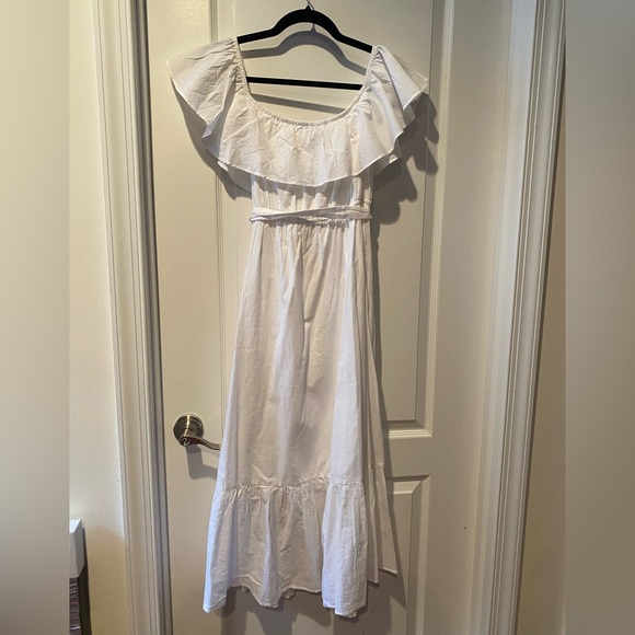 White Ruffled Midi Dress - Picture 2 of 2